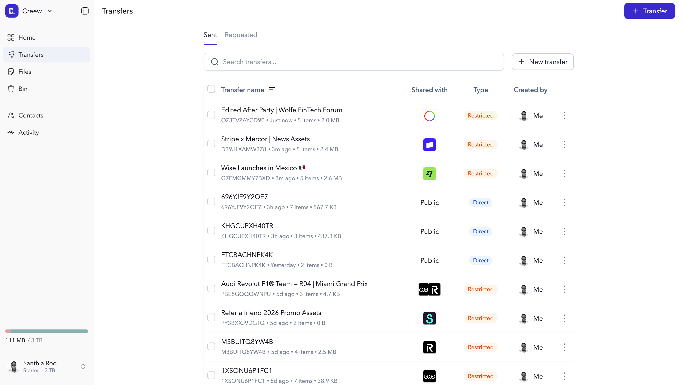 Creew Transfers Dashboard